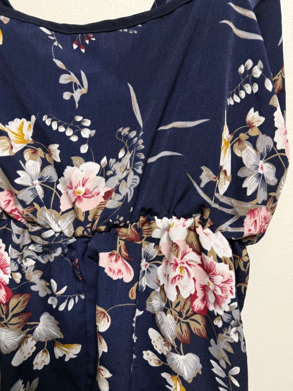 Navy Blue Floral Romper - Picture 5 of 8